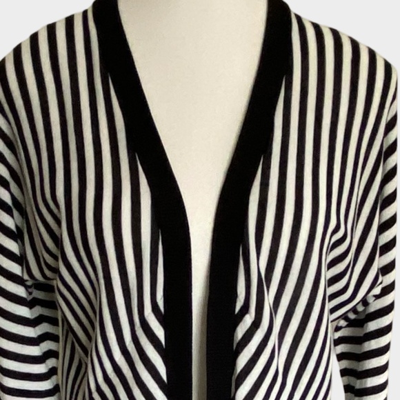 Cabi Black White Cotton Casual Nautical Open Cardigan Lightweight Knit- Sz-S - Picture 2 of 15